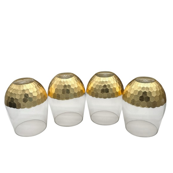 Gold Honeycomb Stemless 18oz Wine Glasses Set of 4 - Picture 2 of 5